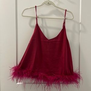 Pink Tank with Feather detailing